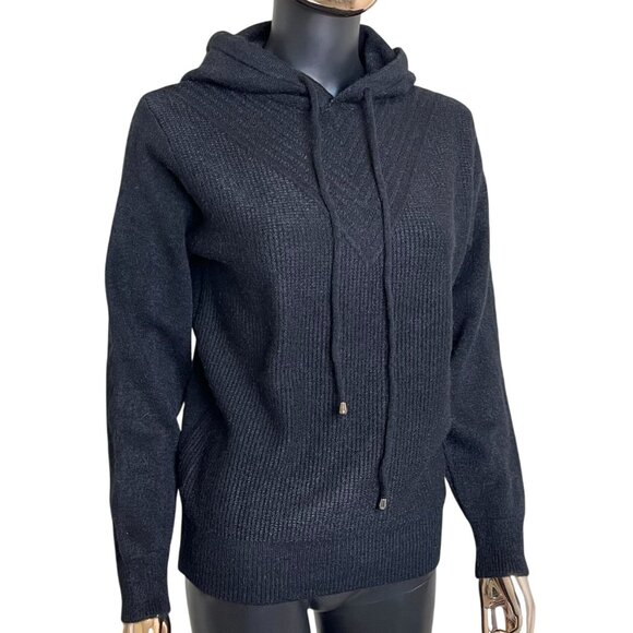 S. Christina 100% Cashmere Knit Hoodie Sweater S/M Gray or Black Soft Pullover - Picture 5 of 12